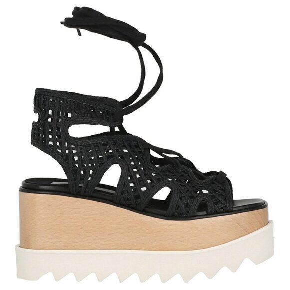 Stella McCartney Shoes - Stella McCartney Elyse Lace Up Platform Wedge Sandals Black Women's 5.5 NWOT